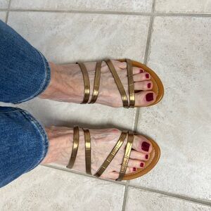 Nine West Metallic Bronze Strappy Sandals